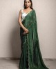 Dark Green color Saree in Chinnon Fabric
