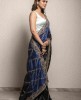 Dark Blue Saree in Dola Silk