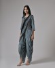 Satin Crepe Dhoti style Grey Embroidered Gown with Dupatta