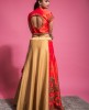 Red & Buff Beige  Traditional Blouse & Skirt
