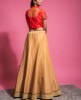 Red & Buff Beige Traditional Blouse & Skirt