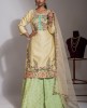Elegant Cream Kurta and Green skirt