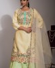 Elegant Cream Kurta and Green skirt