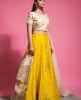 Mustard & Beige Raw Silk Blouse & Skirt with Organza Dupatta