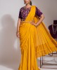 Amber Yellow Drape Style Skirt with Purple Blouse 