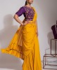 Amber Yellow Drape Style Skirt with Purple Blouse 