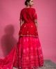 Peplum style Blouse with elegant Skirt and Dupatta in Dark Pink color