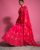 Peplum style Blouse with elegant Skirt and Dupatta in Dark Pink color