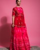 Peplum style Blouse with elegant Skirt and Dupatta in Dark Pink color