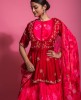 Peplum style Blouse with elegant Skirt and Dupatta in Dark Pink color