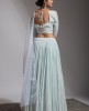 Ice blue Skirt and Crop Top set wIth dupatta