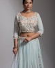 Ice blue Skirt and Crop Top set wIth dupatta