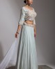 Ice blue Skirt and Crop Top set wIth dupatta