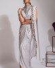 Grey color Crop Top & Skirt with Jacket style Dupatta