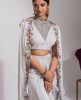 Grey color Crop Top & Skirt with Jacket style Dupatta