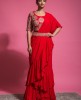 Heavy Blouse & Skirt with Ruffle Dupatta in Red color