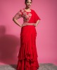 Heavy Blouse & Skirt with Ruffle Dupatta in Red color