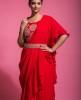 Heavy Blouse & Skirt with Ruffle Dupatta in Red color