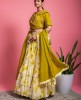 Mehndi color designer Blouse with Shibori print Skirt and Dupatta