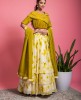 Mehndi color designer Blouse with Shibori print Skirt and Dupatta