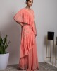 Stylish Peach Color Top & Skirt with ruffled Dupatta