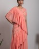 Stylish Peach Color Top & Skirt with ruffled Dupatta