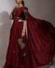 Maroon Crop Top & Skirt with drape style Dupatta