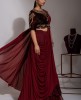 Maroon Crop Top & Skirt with drape style Dupatta