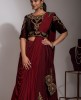Maroon Crop Top & Skirt with drape style Dupatta