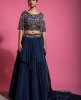 Heavy Blouse with Classy Skirt in Navy Blue color