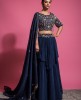 Heavy Blouse with Classy Skirt in Navy Blue color