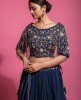 Heavy Blouse with Classy Skirt in Navy Blue color