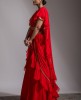 Red Drape style Skirt and Crop Top with Dupatta