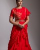 Red Drape style Skirt and Crop Top with Dupatta