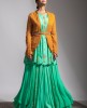 Beautiful Green Skirt and Crop Top Set  with authentic Lucknowi work jacket 