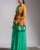 Beautiful Green Skirt and Crop Top Set  with authentic Lucknowi work jacket 