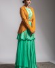 Beautiful Green Skirt and Crop Top Set  with authentic Lucknowi work jacket 