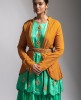 Beautiful Green Skirt and Crop Top Set  with authentic Lucknowi work jacket 
