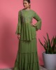 Pickle Green color Peplum style Top & A-line Skirt 
