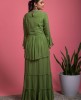 Pickle Green color Peplum style Top & A-line Skirt 
