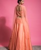 Melon Orange color Top & Skirt in Raw Silk fabric
