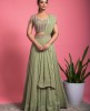 Pista Green embellished top with Georgette Skirt