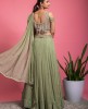 Pista Green embellished top with Georgette Skirt
