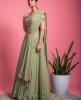 Pista Green embellished top with Georgette Skirt