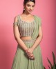 Pista Green embellished top with Georgette Skirt