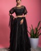 Black color Net Crop Top & Skirt with Net Dupatta
