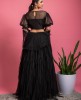 Black color Net Crop Top & Skirt with Net Dupatta