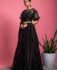 Black color Net Crop Top & Skirt with Net Dupatta