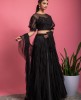 Black color Net Crop Top & Skirt with Net Dupatta