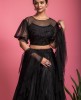 Black color Net Crop Top & Skirt with Net Dupatta
